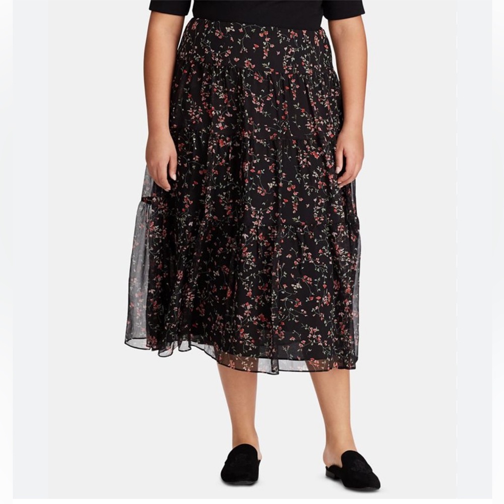Ralph Lauren Georgette tiered floral maxi skirt
